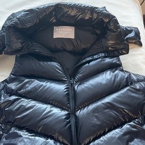 Athleta Shiny Black Quilted Vest